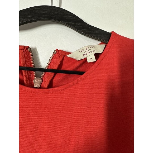 Ted Baker‎ Dress Size 3 Red Orange fit And Flare Sleeveless - Picture 3 of 10